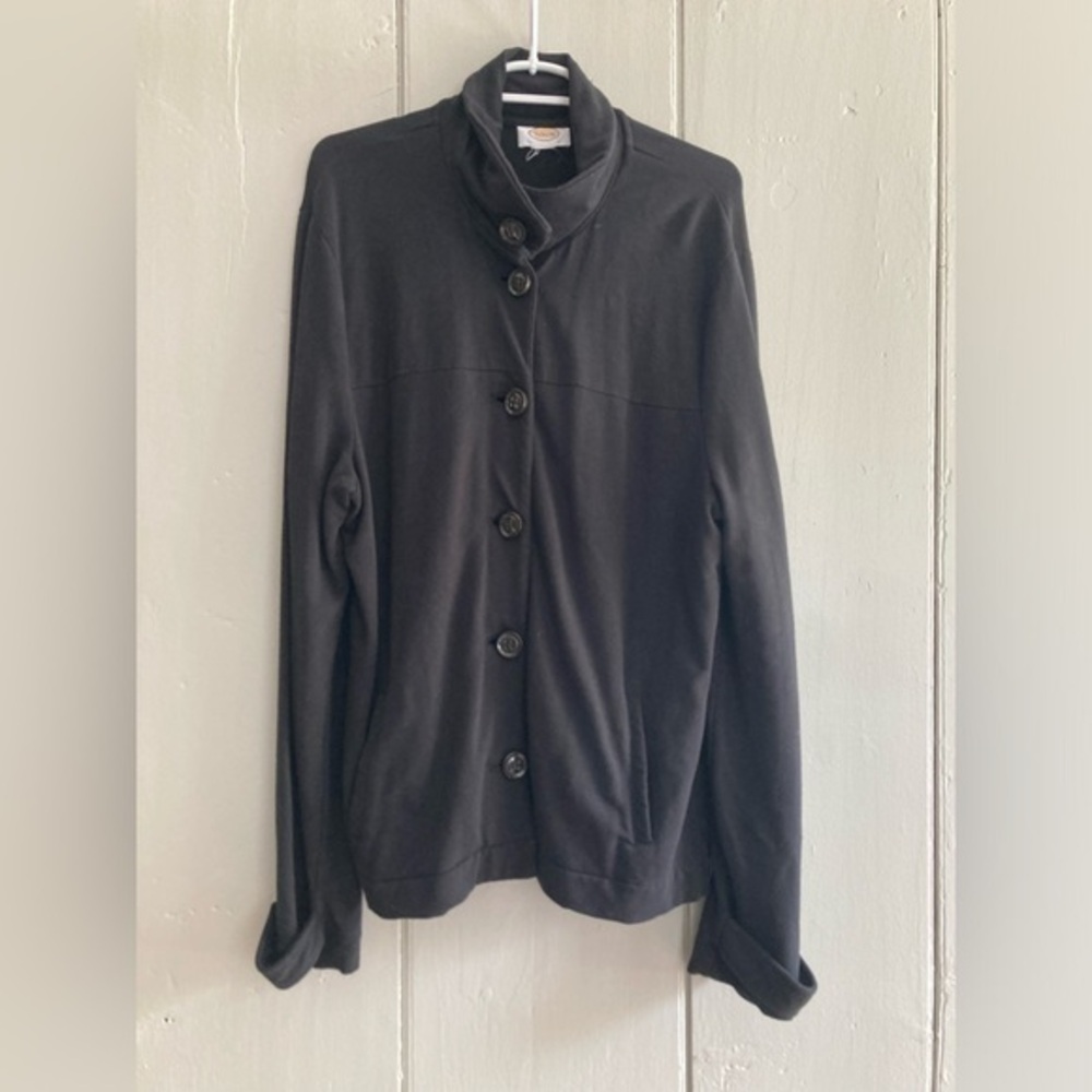 Talbots Women's Black Cotton Knit Jacket Large? Read